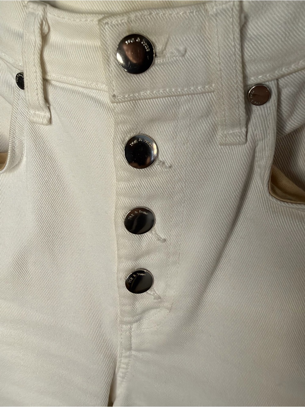 rag & bone Cream Straight-Leg High-Rise Button-Fly Jeans - Picture 3 of 4